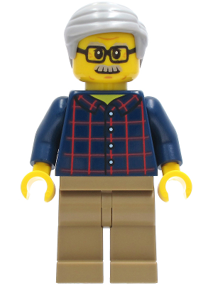 Man - Dark Blue Plaid Button Shirt, Dark Tan Legs, Light Bluish Gray Hair – ГРАДСКИ