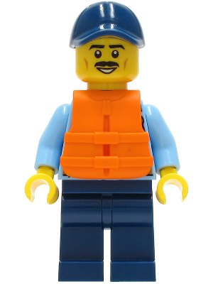 Police - City Officer Shirt with Dark Blue Tie and Gold Badge, Dark Tan Belt with Radio, Dark Blue Legs, Dark Blue Cap, Orange Life Jacket – ГРАДСКИ