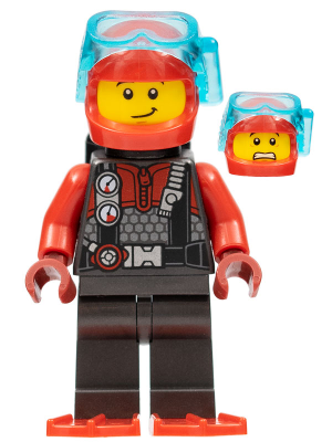 Diver - Male, Red Helmet, Black Air Tanks, Red Flippers – ГРАДСКИ