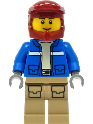 Wildlife Rescue Explorer - Male, Blue Jacket, Dark Red Helmet, Dark Tan Legs with Pockets, Thin Grin – ГРАДСКИ