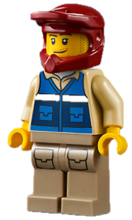 Wildlife Rescue Explorer - Male, Blue Vest with 'RESCUE' Pattern on Back, Dark Red Helmet, Dark Tan Legs with Pockets, Beard – ГРАДСКИ