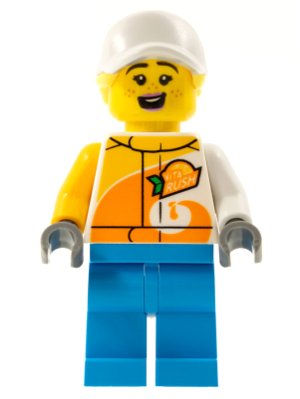 Stuntz Crew - Female, Bright Light Orange and White 'ViTA RUSH' Jacket, Dark Azure Legs, White Cap with Bright Light Yellow Ponytail Hair, Freckles – ГРАДСКИ