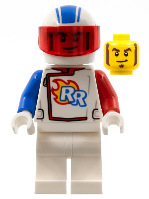 Rocket Racer - Stuntz Driver, White Jumpsuit with Blue and Red Arms, White Helmet, Trans-Red Visor – ГРАДСКИ