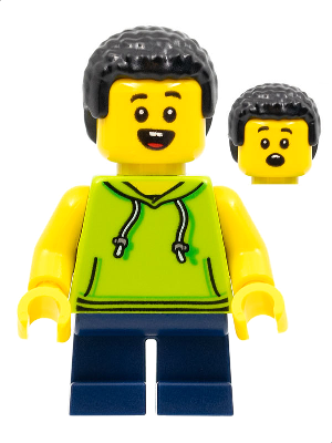 Child - Boy, Lime Hoodie, Dark Blue Short Legs, Black Coiled Hair – ГРАДСКИ