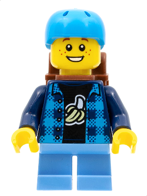 Skateboarder - Boy, Banana Shirt, Dark Azure Helmet, Backpack, Medium Blue Short Legs – ГРАДСКИ