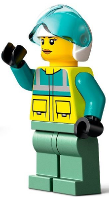Rescue Helicopter Pilot - Female, Dark Turquoise and Neon Yellow Safety Vest, Sand Green Legs, White Helmet, Trans-Light Blue Visor – ГРАДСКИ