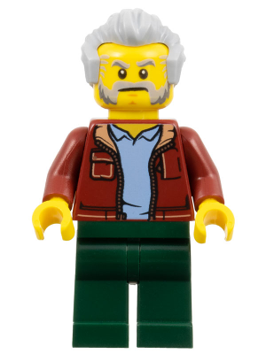 Man, Dark Red Jacket with Bright Light Blue Shirt, Dark Green Legs, Light Bluish Gray Hair, Beard and Sideburns (Rescue Helicopter Transport Driver) – ГРАДСКИ