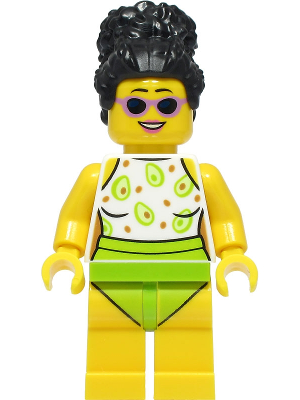 Beach Tourist - Female, White and Lime Swimsuit, Black Hair – ГРАДСКИ
