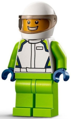 Race Car Driver - Male, White Racing Jacket and Helmet, Lime Legs – ГРАДСКИ