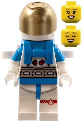 Lunar Research Astronaut - Female, White and Dark Azure Suit, White Helmet, Metallic Gold Visor, Backpack Clips, Open Mouth Smile – ГРАДСКИ