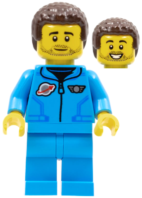 Lunar Research Astronaut - Male, Dark Azure Jumpsuit, Dark Brown Coiled Hair, Stubble – ГРАДСКИ