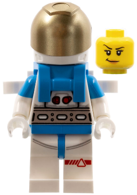 Lunar Research Astronaut - Female, White and Dark Azure Suit, White Helmet, Metallic Gold Visor, Backpack Clips, Smirk – ГРАДСКИ