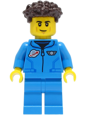 Lunar Research Astronaut - Male, Dark Azure Jumpsuit, Dark Brown Coiled Hair with Short Straight Sides – ГРАДСКИ