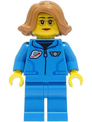 Lunar Research Astronaut - Female, Dark Azure Jumpsuit, Medium Nougat Hair, Glasses – ГРАДСКИ