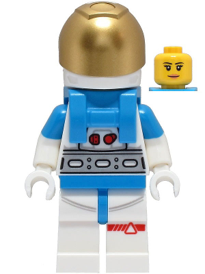 Lunar Research Astronaut - Female, White and Dark Azure Suit, White Helmet, Metallic Gold Visor, Peach Lips Smile – ГРАДСКИ