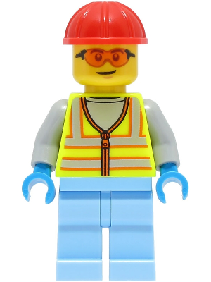 Space Engineer - Male, Neon Yellow Safety Vest, Bright Light Blue Legs, Red Construction Helmet, Safety Glasses – ГРАДСКИ