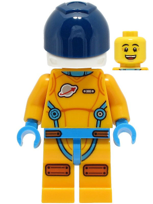 Lunar Research Astronaut - Male, Bright Light Orange and Dark Azure Suit, White Helmet, Dark Blue Visor, Open Mouth Smile – ГРАДСКИ
