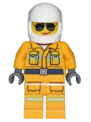 Fire - Reflective Stripes, Bright Light Orange Suit, White Helmet, Sunglasses – ГРАДСКИ
