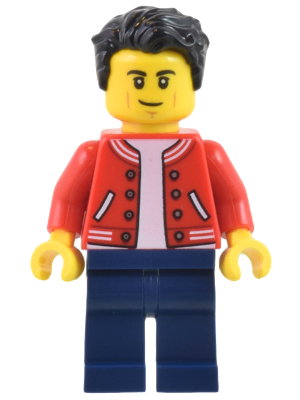 Man - Red Jacket, Dark Blue Legs, Black Hair, Smirk and Cheek Lines – ГРАДСКИ