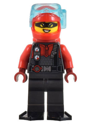 Police - Crook, Female, Red and Pearl Dark Gray Diving Suit, Black Flippers, Red Helmet and Air Tanks, Trans-Light Blue Diver Mask (Betsy Bass) – ГРАДСКИ