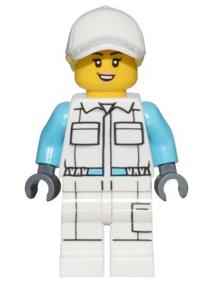 Electric Scooter Attendant - Female, White Jumpsuit with Pockets, White Legs with Pocket, White Cap with Bright Light Yellow Ponytail Hair – ГРАДСКИ