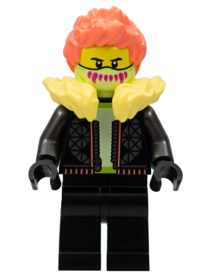 Stuntz Driver - Male, Black Jacket and Legs, Bright Light Yellow Fur Collar, Coral Spiked Hair, Yellowish Green Mask – ГРАДСКИ