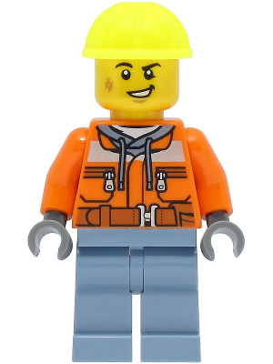 Train Worker - Male, Orange Safety Jacket, Sand Blue Legs, Neon Yellow Construction Helmet – ГРАДСКИ