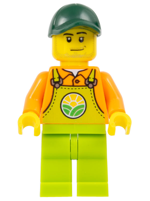 Farmer - Male, Lime Overalls over Orange Shirt, Lime Legs, Dark Green Cap – ГРАДСКИ
