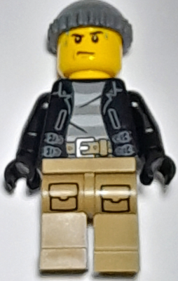 Police - City Bandit Crook, Black Leather Jacket, Dark Bluish Gray Knit Cap, Dark Tan Legs, Sweat Drops – ГРАДСКИ