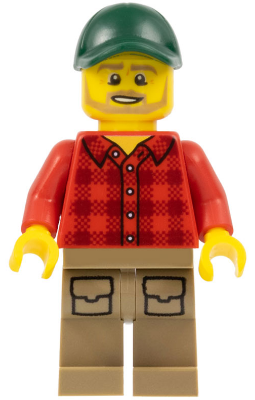Forklift Driver - Male, Red Plaid Flannel Shirt, Dark Tan Legs with Pockets, Dark Green Cap – ГРАДСКИ