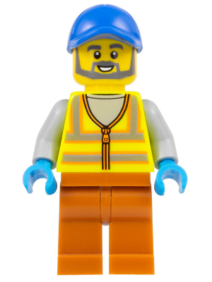 Recycling Worker - Male, Neon Yellow Safety Vest, Dark Orange Legs, Blue Cap – ГРАДСКИ