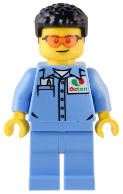 Custom Car Garage Mechanic - Male, Medium Blue Shirt with Octan Logo, Medium Blue Legs, Short Black Hair, Safety Glasses – ГРАДСКИ