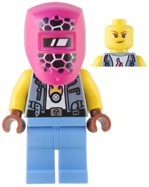 Mechanic - Female, Sand Blue Vest, Medium Blue Legs, Black Helmet, Magenta Welding Visor (Mech.Max) – ГРАДСКИ