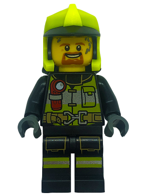Fire - Reflective Stripes with Utility Belt and Flashlight, Neon Yellow Fire Helmet, Dark Orange Moustache and Goatee, Soot Marks – ГРАДСКИ