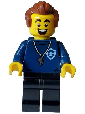 Police - City Trainer Academy Male, Dark Blue Shirt, Silver Whistle, Black Legs, Reddish Brown Hair, Open Mouth – ГРАДСКИ