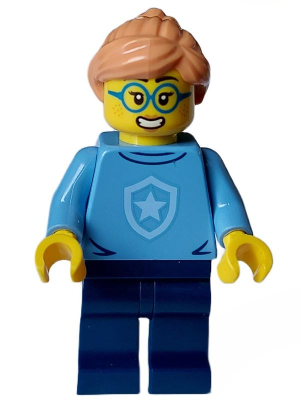 Police - City Officer in Training Female, Medium Blue Shirt with Badge, Dark Blue Legs, Nougat Hair, Glasses – ГРАДСКИ