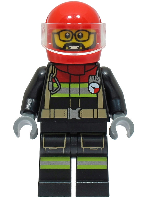Fire - Male, Black Jacket and Legs with Reflective Stripes and Red Collar, Red Helmet, Trans-Clear Visor – ГРАДСКИ