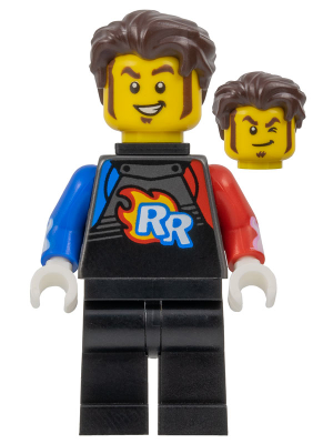 Rocket Racer - Stuntz Driver, Black Jumpsuit with Blue and Red Arms, Dark Brown Hair – ГРАДСКИ