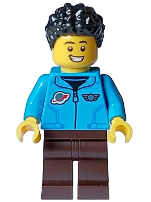 Cozy House Resident - Male, Dark Azure Jacket with Classic Space Logo, Dark Brown Legs, Black Short Coiled Hair – ГРАДСКИ