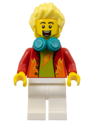 Dynamo Doug - Stuntz Announcer, Red Jacket over Lime Shirt, White Legs, Bright Light Yellow Spiked Hair, Dark Turquoise Headphones – ГРАДСКИ