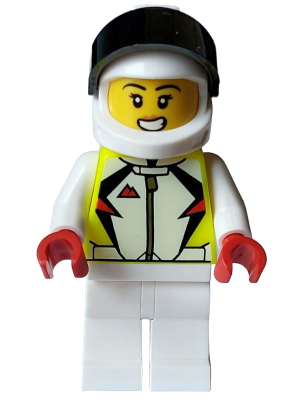 Stuntz Driver - Female, Neon Yellow Jacket, White Legs, White Helmet with Black Visor – ГРАДСКИ