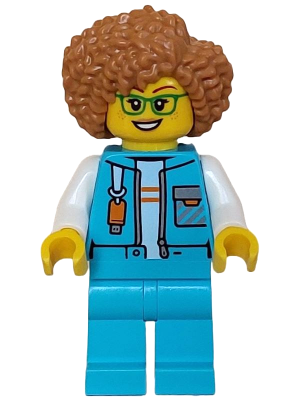 Arctic Explorer Researcher - Female, Medium Azure Jacket with Flash Drive, Medium Azure Legs, Medium Nougat Hair, Glasses – ГРАДСКИ