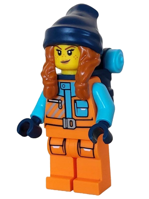 Arctic Explorer - Female, Orange Jacket, Dark Orange Braids with Dark Blue Beanie, Freckles, Backpack – ГРАДСКИ