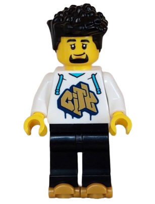 Rollerskater - Male, White Hoodie with Gold 'CITY', Black Legs, Pearl Gold Roller Skates – ГРАДСКИ