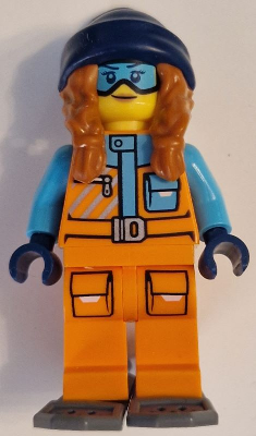 Arctic Explorer - Female, Orange Jacket, Dark Orange Braids with Dark Blue Beanie, Medium Azure Goggles, Dark Bluish Gray Snowshoes – ГРАДСКИ