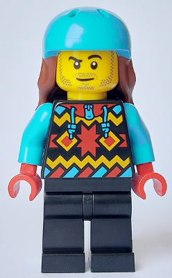 Snowboarder - Male, Geometric Jacket, Black Legs, Medium Azure Sports Helmet, Reddish Brown Long Hair – ГРАДСКИ