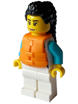 Arctic Explorer - Female, White Jacket over Medium Azure Shirt, White Legs, Black Hair, Orange Life Jacket – ГРАДСКИ