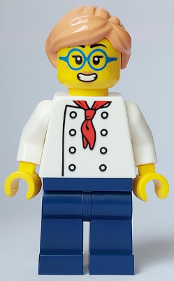 Pizza Chef - Female, White Torso with 8 Buttons, Dark Blue Legs, Nougat Hair, Glasses – ГРАДСКИ