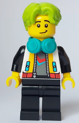 DJ - Male, White Jacket, Black Legs, Lime Hair, Dark Turquoise Headphones (Bytz) – ГРАДСКИ