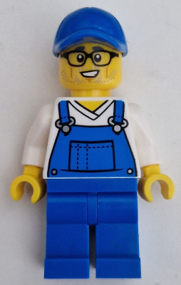 Car Cleaner - Male, Blue Overalls over V-Neck Shirt, Blue Legs, Blue Cap, Glasses, Stubble – ГРАДСКИ